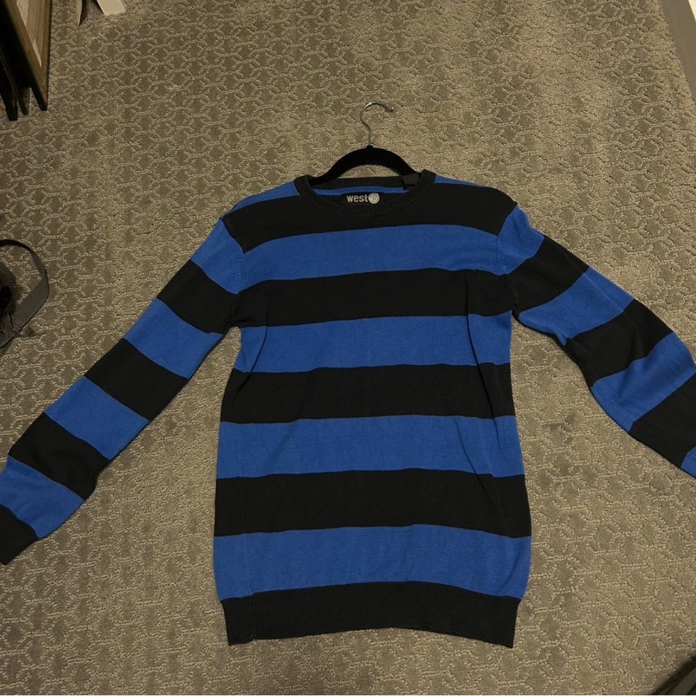 Bold Black and Blue Crewneck Sweater